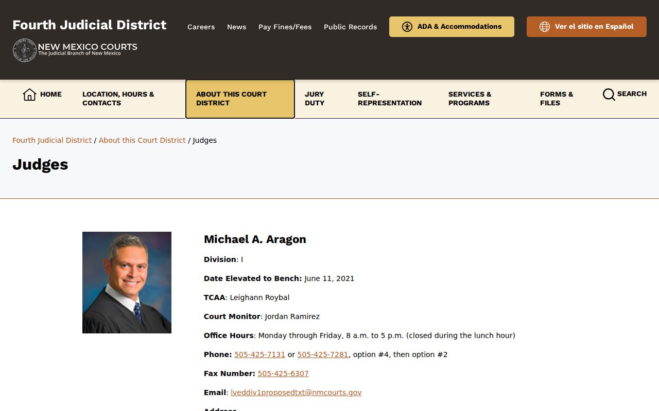 Mora County court docket Fourth Judicial District judge profiles