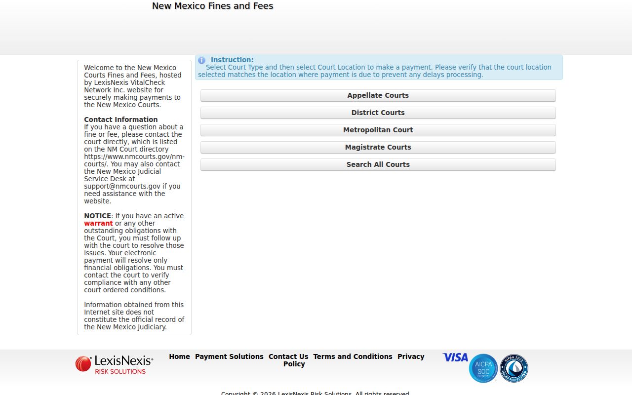 Mora County traffic ticket official Pay Fines and Fees vendor landing page